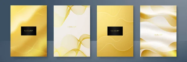 Modern Omslag Design Som Lyx Guldlinje Guld Abstrakt Linje Mönster — Stock vektor