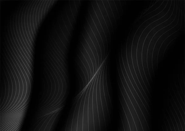 Abstracte Golfcurve Vectorlijn Zwarte Achtergrond Moderne Golvende Lijn Patroon Golf — Stockvector