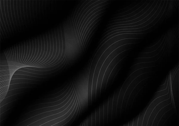 Αφηρημένη Καμπύλη Κύματος Διανυσματική Γραμμή Μαύρο Φόντο Σύγχρονη Κυματοειδή Γραμμή — Διανυσματικό Αρχείο