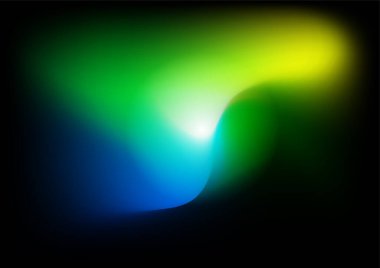 Teknoloji sektörü ve fütüristik konsept için yeşil sarı turuncu gradyan ve aurora dokusuna sahip soyut bulanık arkaplan