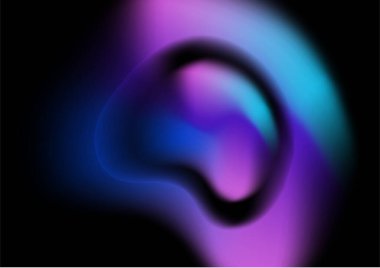 Mavi mor aurora dokusuyla soyut, bulanık, hologram gramlı, gradyan arkaplan. Soyut teknoloji sıvı dalgalı şekiller fütüristik afişler. Aurora ile parlayan vektör