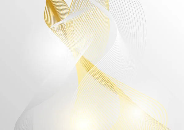 Абстрактный Роскошный Золотой Белый Фон Линиями Волнами Блестящими Кривыми Линиями — стоковый вектор