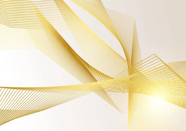 Abstract Luxe Goud Witte Achtergrond Met Lijn Golf Glanzende Kromme — Stockvector