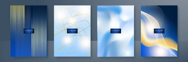Abstract Blue Gold Line Metallic Direction Luxury Overlap Design Modern — Vetor de Stock