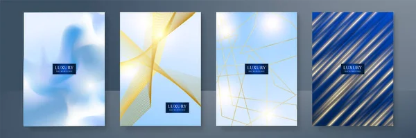 Abstract Blue Gold Line Metallic Direction Luxury Overlap Design Modern — Stock Vector
