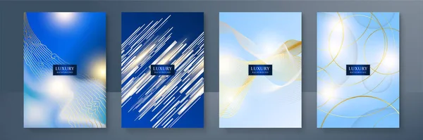 抽象的な青の金線の金属方向の贅沢は 現代の未来的な背景ベクトルのイラストをオーバーラップデザイン パンフレット チラシ 小冊子 バナー ポスター カード 招待状用に設計されています — ストックベクタ