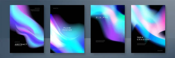 Cover Gradient Design Set Mit Unscharfem Farbverlauf Polarlichter Abstrakte Farbe — Stockvektor