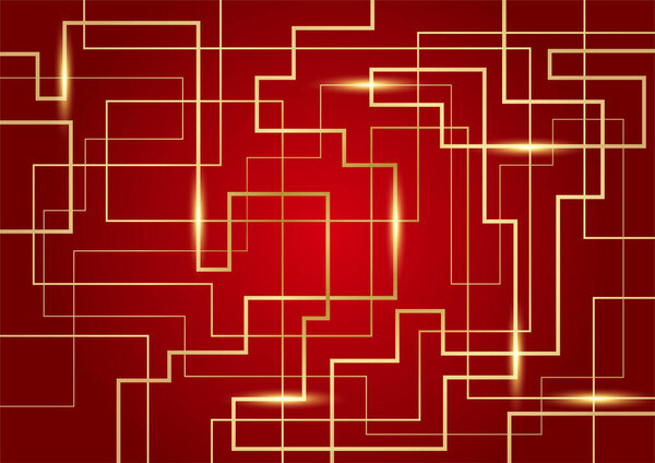 Abstract dark red and gold background with line shapes