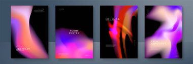 Bulanık arka planlar, modern soyut bulanık renk değişimleriyle ayarlanmış. Broşürler, posterler, afişler, el ilanları ve kartlar için pürüzsüz şablonlar koleksiyonu. Vektör illüstrasyonu.