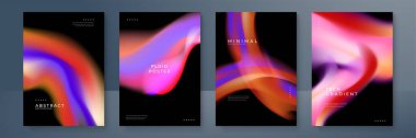 Bulanık arka planlar, modern soyut bulanık renk değişimleriyle ayarlanmış. Broşürler, posterler, afişler, el ilanları ve kartlar için pürüzsüz şablonlar koleksiyonu. Vektör illüstrasyonu.