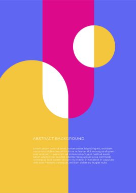 Soyut geometrik desenler, daireler, üçgenler ve kare Bauhaus bayrak çizimi seti. Grafik bauhaus tasarım posterleri. Poster işi, sancak geometrik desen boksu