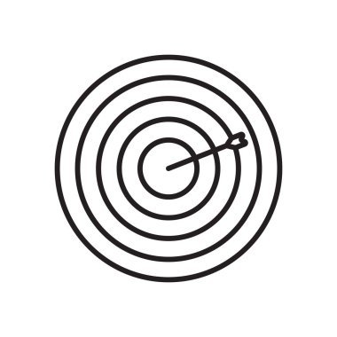 Hedef Veri Yönetimi simgesi siyah ana hatlı. hedef, başarı, çözüm, hedef, doğruluk, doğruluk, merkez. Vektör illüstrasyonu