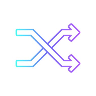 Mavi duoton tarzında Random Data yönetim simgesi. Karıştır, sonra, ok, yön, hareket, tekrar doldur, hareket et. Vektör illüstrasyonu