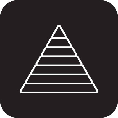 Siyah çizgi biçimli Piramit Veri yönetim simgesi. grafik, grafik, üçgen, büyüme, hiyerarşi, veri, seviye. Vektör illüstrasyonu