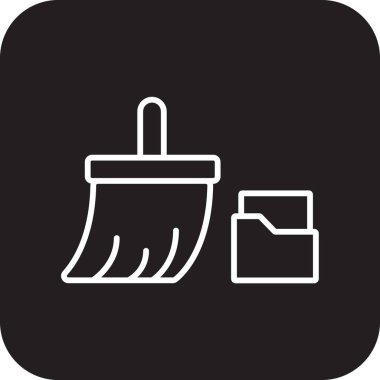 Veri yönetimi simgesi siyah doldurulmuş çizgi biçiminde temizleniyor. Bilgisayar, internet, temizlik, hizmet, bilgi, kullanıcı, yazılım. Vektör illüstrasyonu