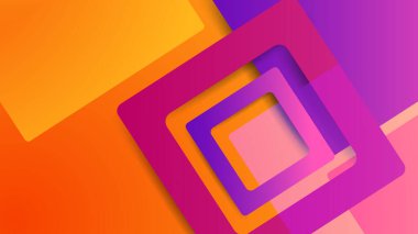 Modern 3d turuncu, mor, soyut arkaplan çizgiler ve kare şekillendirme rengi. Sunum, afiş, kapak, web, el ilanı, kart, poster, duvar kağıdı, doku için vektör illüstrasyon tasarımı