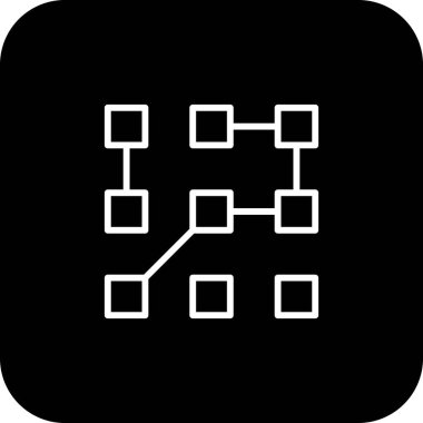 Siyah çizgili teknoloji veri yönetim simgesi. teknoloji, bilgisayar, dijital, çip, elektronik, yazılım, anakart. Vektör illüstrasyonu