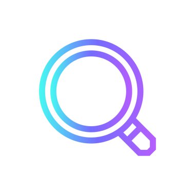 Mavi duoton stili Arama İş simgesi. Bul, cam, bak, zum, keşif, araştırma, araç. Vektör illüstrasyonu