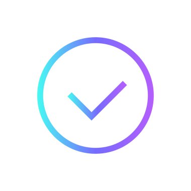 Mavi duoton stili iş simgesine bakın. Kontrol işareti, tamam, evet, doğru, düğme, başarı, doğru. Vektör illüstrasyonu