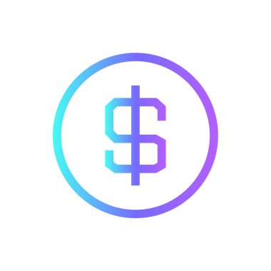 Mavi duoton stili Dolar İşletmeleri ikonu. Para, nakit, ödeme, banka, finans, yatırım, büyüme. Vektör illüstrasyonu