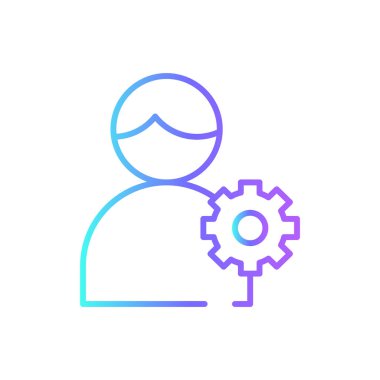 Mavi duoton tarzında yönetici iş simgesi. Yönetim, takım, strateji, iş, insanlar, kişi, lider. Vektör illüstrasyonu