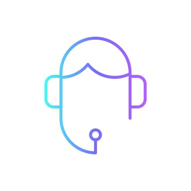 Müşteri hizmetleri ikonu mavi duoton tarzında. Merkez, internet, iletişim, bilgi, asistan, tele pazarlama, bilgi. Vektör illüstrasyonu