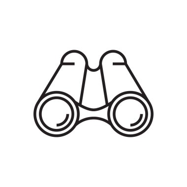 Siyah çizgili dürbün iş simgesi. araç, ekipman, navigasyon, optik, zoom, saat, casus. Vektör illüstrasyonu