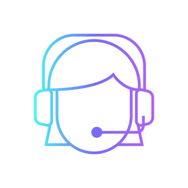 Müşteri hizmetleri ikonu mavi duoton tarzında. Merkez, internet, iletişim, bilgi, asistan, tele pazarlama, bilgi. Vektör illüstrasyonu