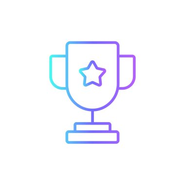 Mavi duoton tarzı bir kupa ikonu. Kazanan, kupa, ödül, başarı, ödül, şampiyon, yıldız. Vektör illüstrasyonu