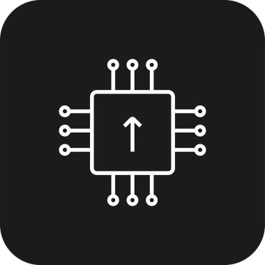 Siyah çizgili Chip Business simgesi. teknoloji, bilgisayar, dijital, ağ, elektronik, element, işlemci. Vektör illüstrasyonu