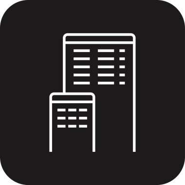 Siyah çizgili iş simgesi oluşturma. konut, mimari, ofis, daire, banka, otel, inşaat. Vektör illüstrasyonu