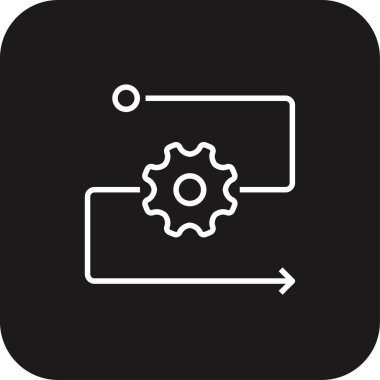 Siyah çizgili Akış İş simgesi. Ok, süreç, sistem, iş, veri, konsept, dönüş. Vektör illüstrasyonu