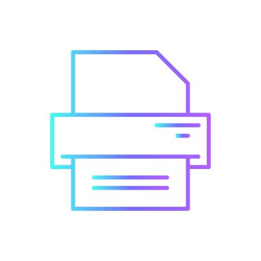 Mavi duotone tarzında basım işi simgesi. baskı, kağıt, teknoloji, makine, basın, dijital, kopya. Vektör illüstrasyonu