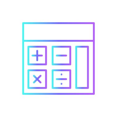 Mavi duoton stili bir hesap makinesi simgesi. muhasebe, finans, para, hesaplama, matematik, dijital, teknoloji. Vektör illüstrasyonu