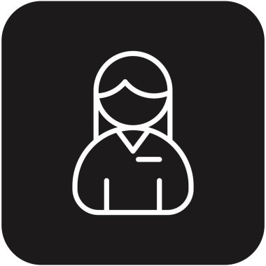 Siyah çizgili bir kadın iş ikonu. İnsanlar, siluet, kadın, insan, insan, resim, avatar. Vektör illüstrasyonu