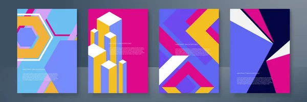 Abstraktní Geometrické Vzory Kruhy Trojúhelníky Čtvercové Bauhaus Banner Ilustrační Set — Stockový vektor