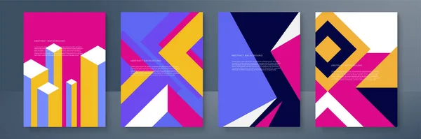 Moderne Abstrakte Hintergrund Cover Mit Bunten Geometrischen Formen Gesetzt Eignet — Stockvektor
