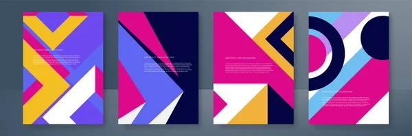 Moderne Géométrique Fond Abstrait Couvre Ensemble Motifs Ethniques Colorés Formes — Image vectorielle