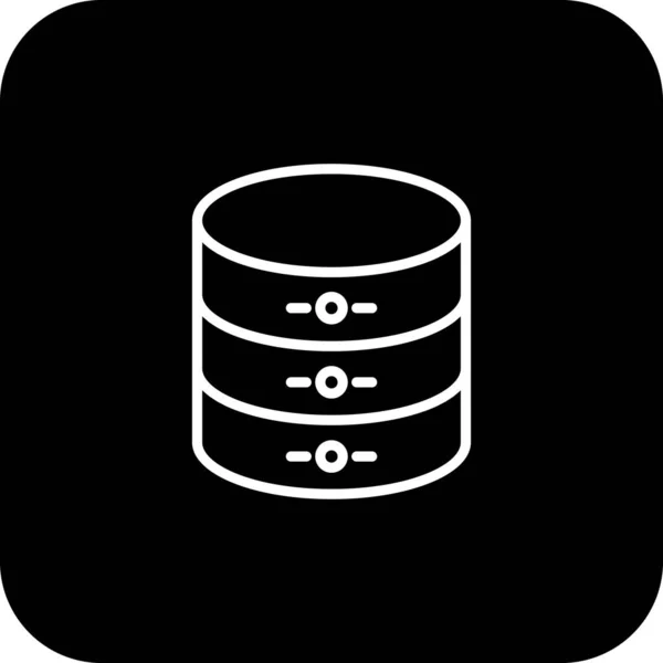 Datenbank Datenmanagement Symbol Mit Schwarzem Zeilenstil Informationen Netzwerk Speicherung Sicherheit — Stockvektor