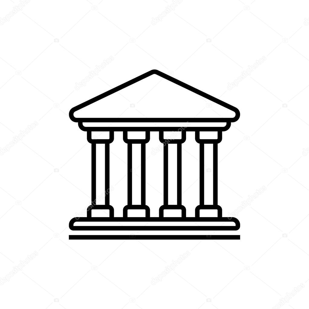 Courthouse Business icon with black outline style. bank, building, architecture, government, museum, university, construction. Vector illustration