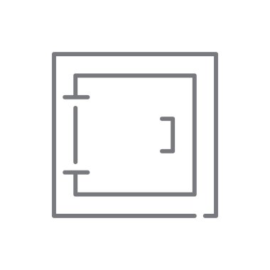 Siyah taslak tarzında bir emanet kasası simgesi. Güvenli, banka, para, güvenlik, koruma, güvenlik, güvenlik. Vektör illüstrasyonu