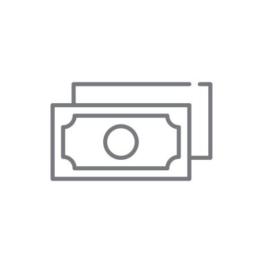 Para işi simgesi, siyah ana hatlı. Nakit, ödeme, finans, dolar, para, yatırım, ödeme. Vektör illüstrasyonu