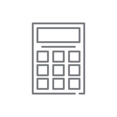 Siyah çizgili hesap makinesi simgesi. muhasebe, finans, para, hesaplama, matematik, dijital, teknoloji. Vektör illüstrasyonu