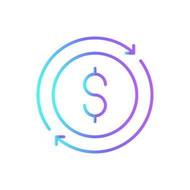 Para sirkülasyonu mavi duoton stili iş simgesi. Para, finans, dolar, yatırım, ödeme, bankacılık, depozito. Vektör illüstrasyonu