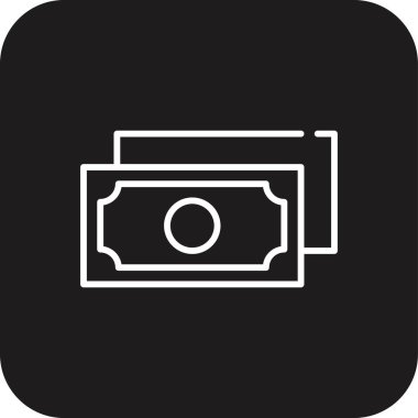 Para işi simgesi, siyah çizgili. Nakit, ödeme, finans, dolar, para, yatırım, ödeme. Vektör illüstrasyonu