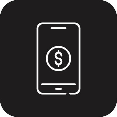 Siyah çizgili dijital ödeme iş ikonu. Ödeme, para, internet, telefon, ödeme, finans, işlem. Vektör illüstrasyonu