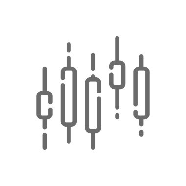 Siyah ana hatlı şamdan iş simgesi. finans, grafik, diyagram, büyüme, rapor, hisse senedi, yatırım. Vektör illüstrasyonu