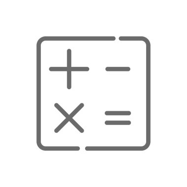 Siyah ana hatlı bir iş simgesi. hesapla, finans, yönetim, para, hesaplama, muhasebe, hesap makinesi. Vektör illüstrasyonu