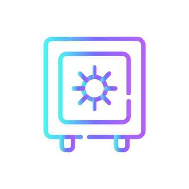 Mavi duotone tarzında bir emanet kasası simgesi. Güvenli, banka, para, güvenlik, koruma, güvenlik, güvenlik. Vektör illüstrasyonu