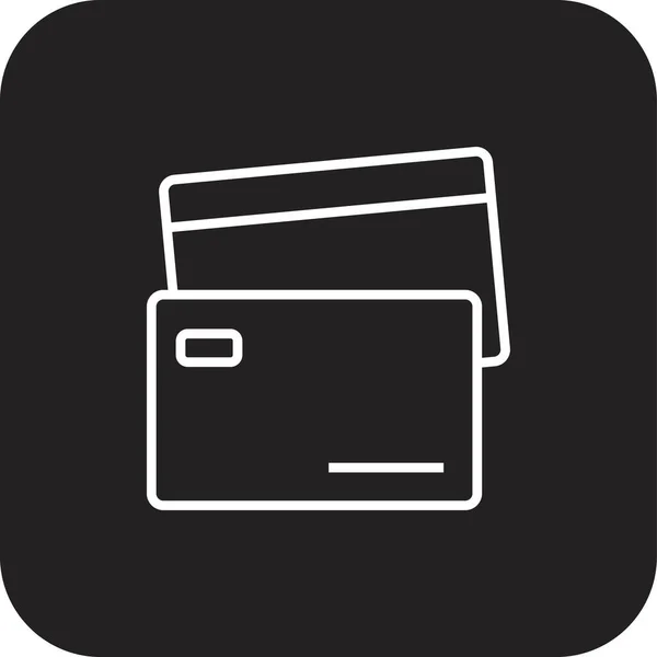 信用卡业务图标与黑色填充线条风格 矢量说明 — 图库矢量图片